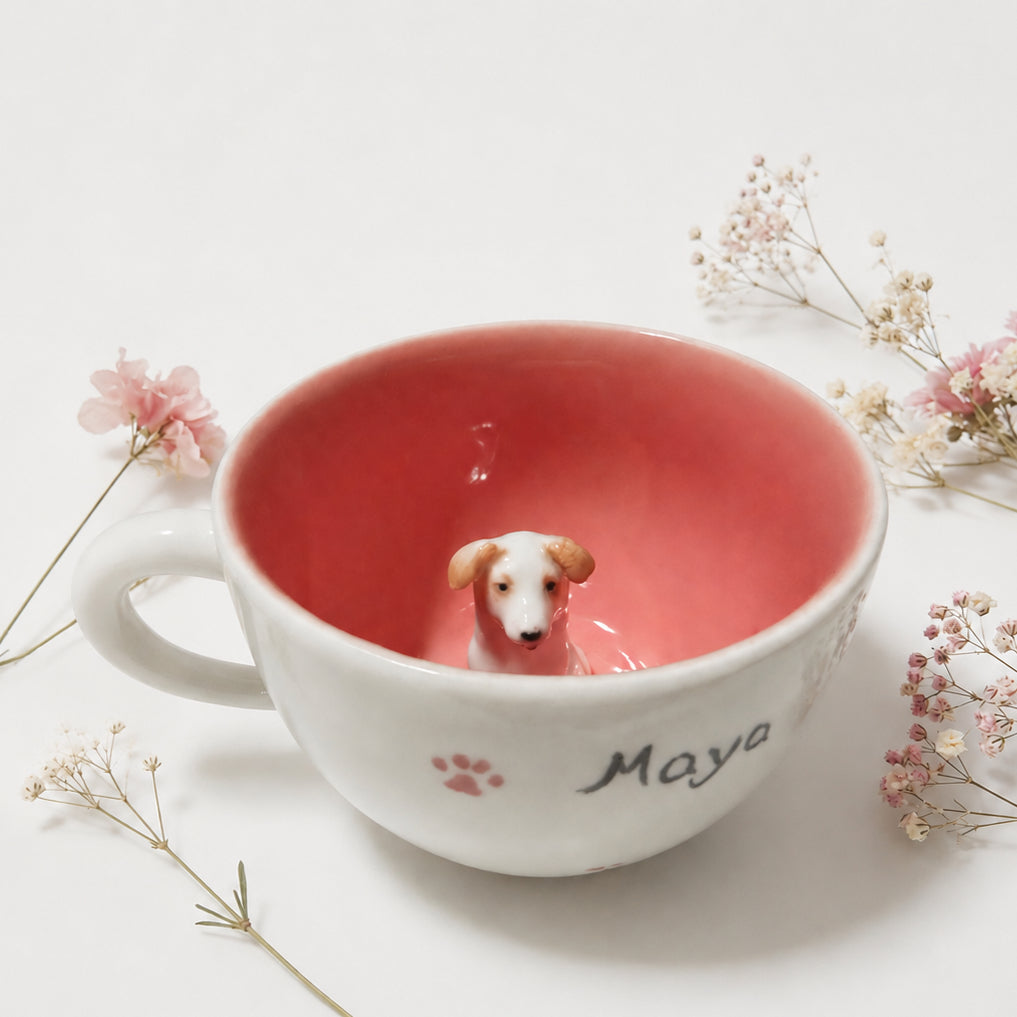 Custom Handmade Pet Mug with 3D Pet Sculpture - Lya's wedding