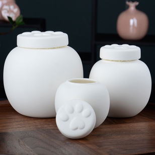 Handcrafted Custom Pet Memorial Urn with Sculpted Paw Print Lid – Hand-Painted Ashes Keepsake - Lya's wedding
