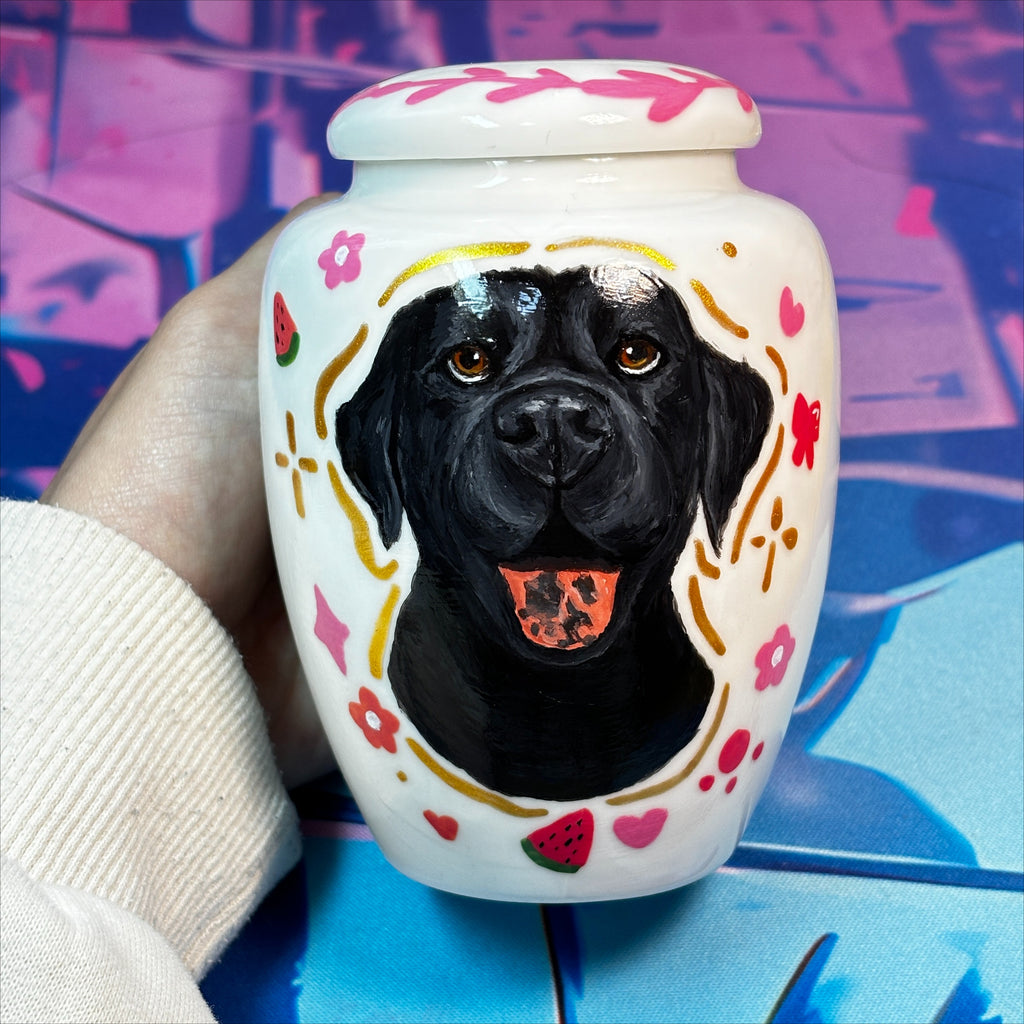 Hand-Painted Custom Pet Memorial Urn – Classic Personalized Ashes Keepsake - Lya's wedding