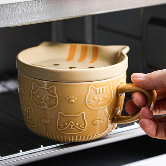Animal Relief Ceramic Mug with Lid & Plate – Cute Design Coffee Cup - Lya's wedding