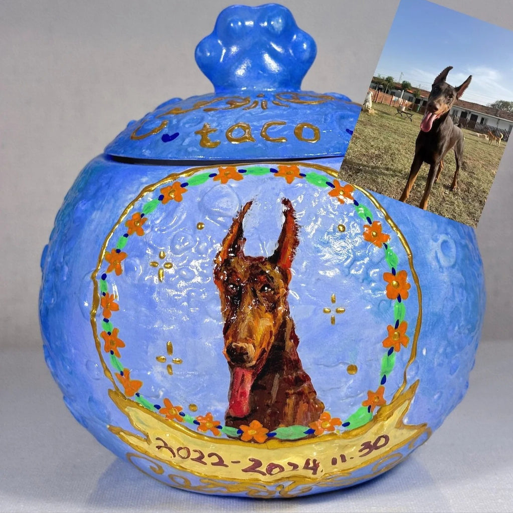 Hand-Painted Custom Pet Memorial Urn – Planet Style Personalized Ashes Keepsake - Lya's wedding
