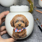 Handcrafted Custom Pet Memorial Urn with Sculpted Paw Print Lid – Hand-Painted Ashes Keepsake - Lya's wedding