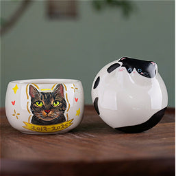 Hand-Painted Custom Cat Memorial Urn – Personalized Pet Ashes Keepsake - Lya's wedding