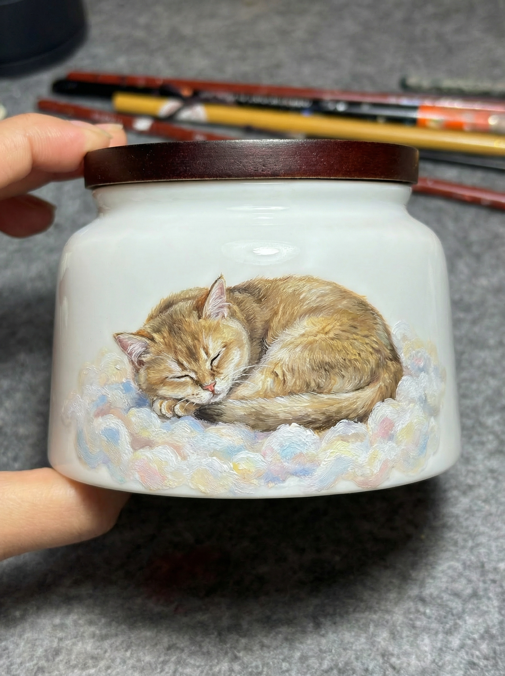 Custom Hand-Painted Pet Urn – Personalized Memorial Ashes Jar - Lya's wedding