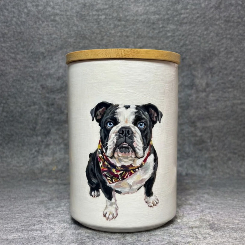 Hand-Painted Custom Pet Memorial Urn with Bamboo Lid – Personalized Ashes Keepsake - Lya's wedding