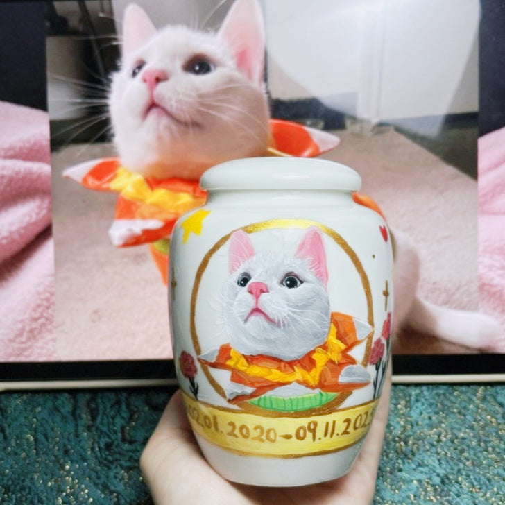 Hand-Painted Custom Pet Memorial Urn – Classic Personalized Ashes Keepsake - Lya's wedding
