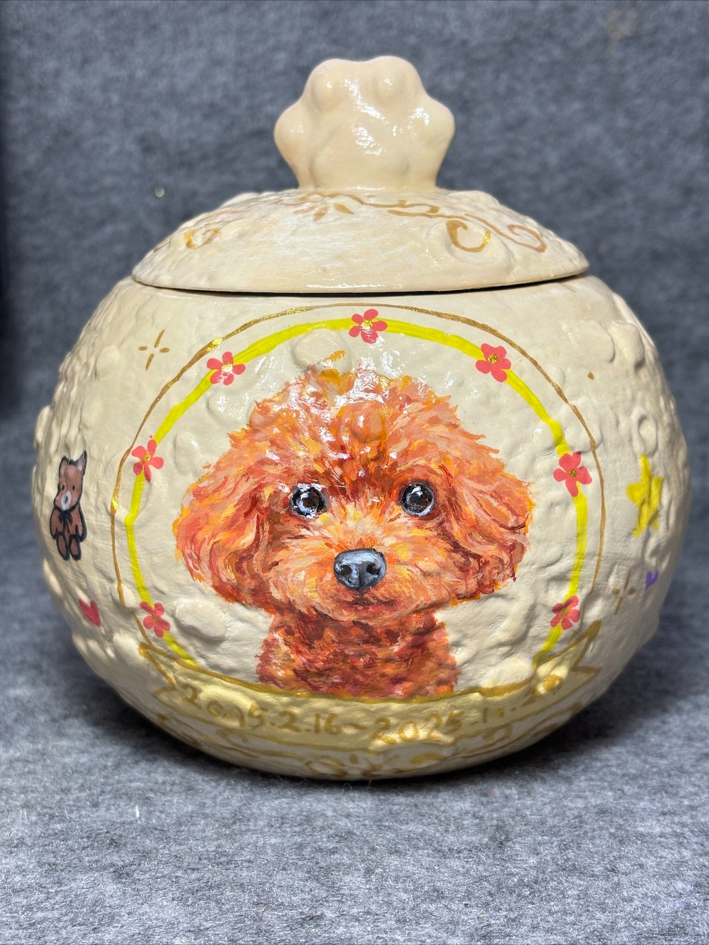 Hand-Painted Custom Pet Memorial Urn – Planet Style Personalized Ashes Keepsake - Lya's wedding