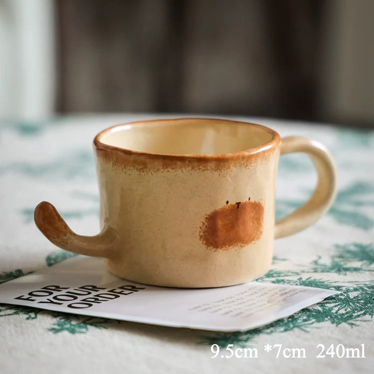 Handcrafted Ceramic Cat/Puppy Coffee Cup & Plate - Lya's wedding