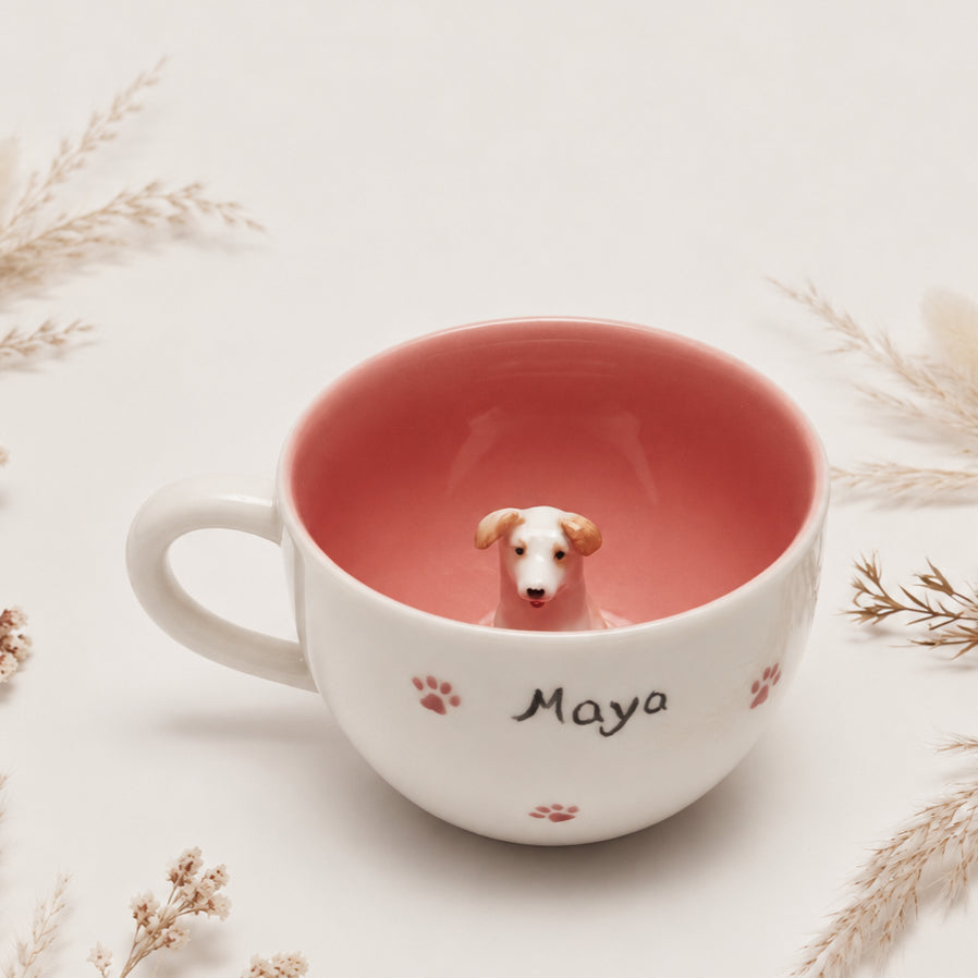 Custom Handmade Pet Mug with 3D Pet Sculpture - Lya's wedding