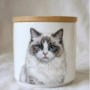 Hand-Painted Custom Pet Memorial Urn with Bamboo Lid – Personalized Ashes Keepsake - Lya's wedding