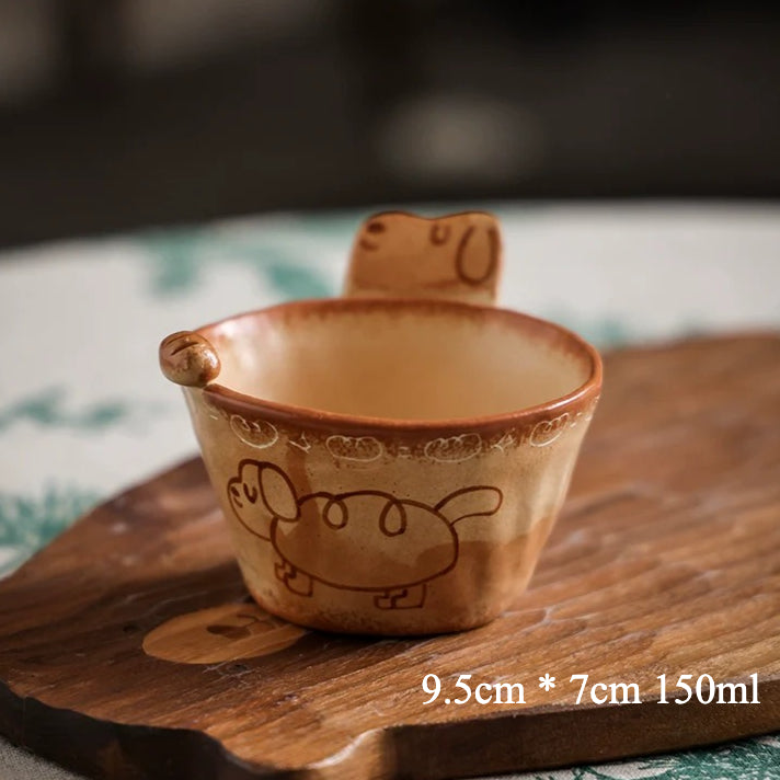 Handcrafted Ceramic Cat/Puppy Coffee Cup & Plate - Lya's wedding
