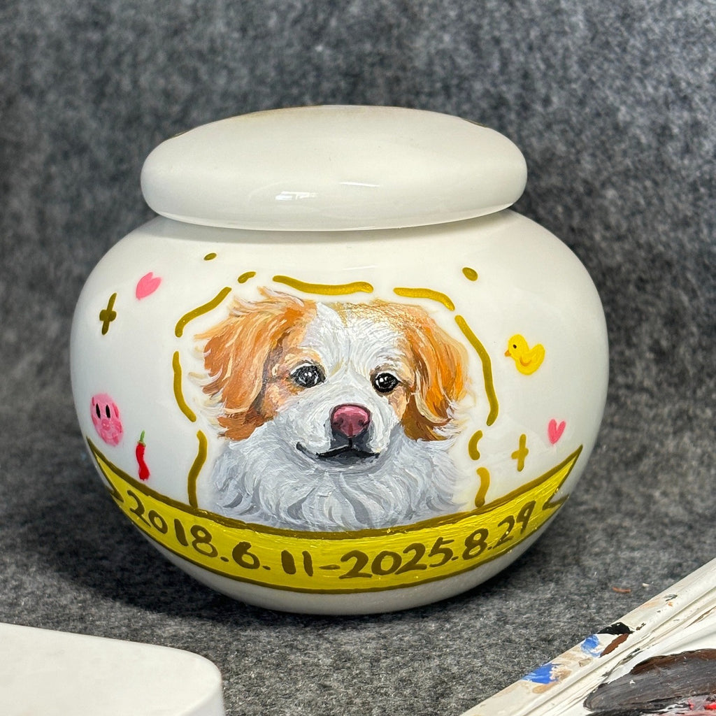 Hand-Painted Custom Pet Memorial Urn – Personalized Ashes Keepsake for Small Pets - Lya's wedding