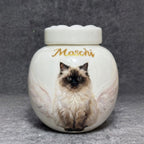 Handcrafted Custom Pet Memorial Urn with Sculpted Paw Print Lid – Hand-Painted Ashes Keepsake - Lya's wedding