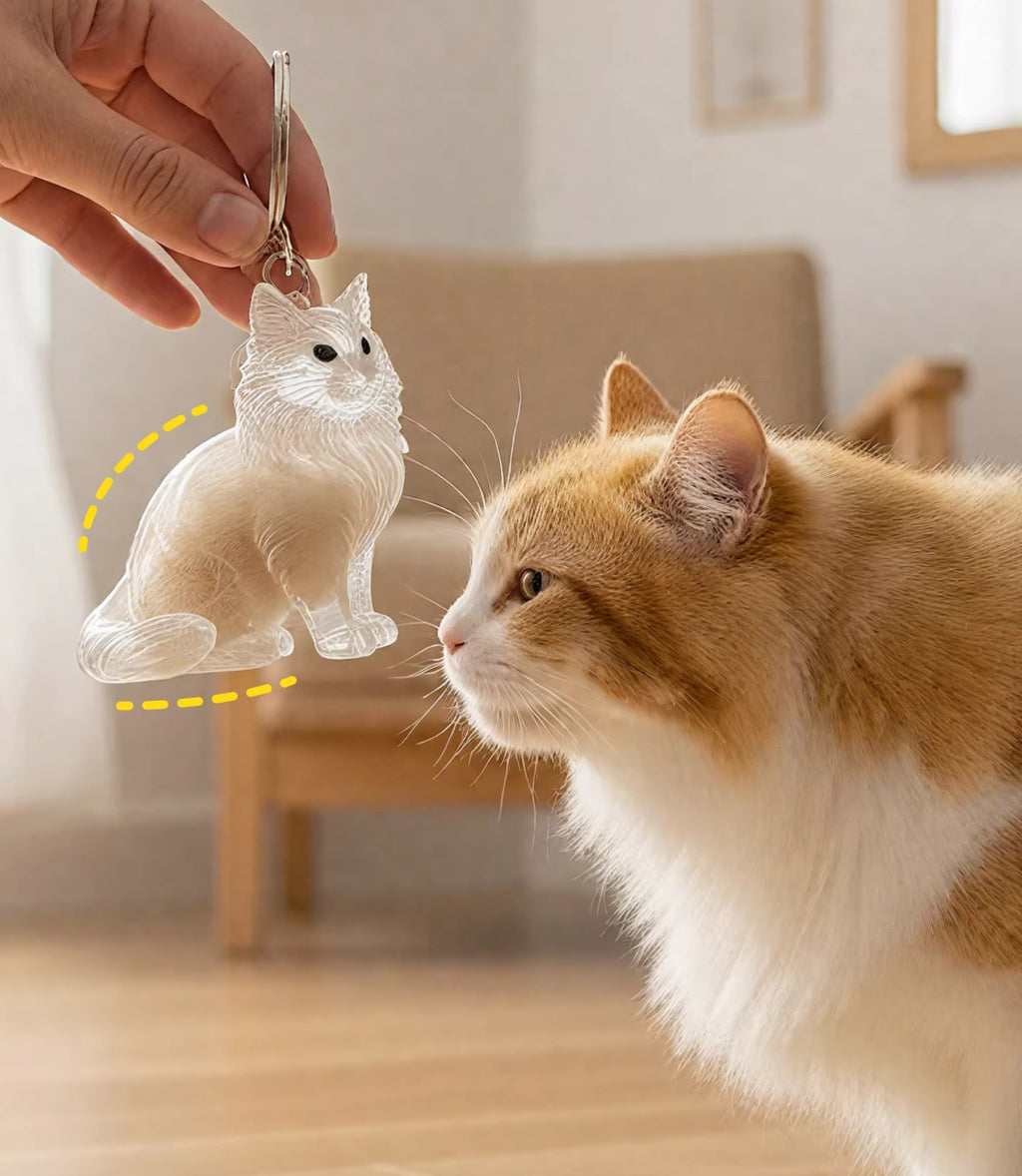 Cat Fur Keepsake Keychain – Clear Pet Hair Memory Pendant - Lya's wedding