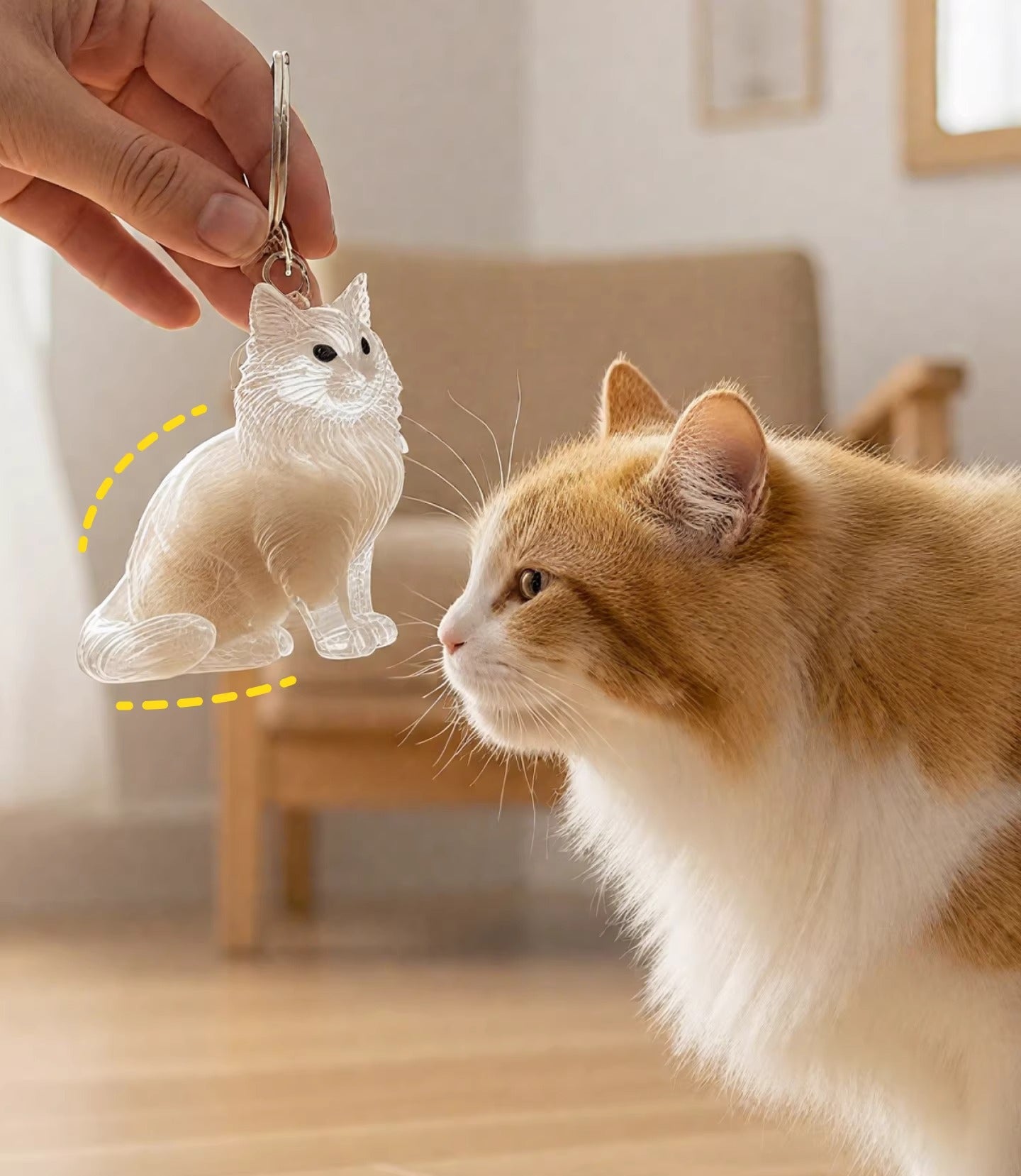 Cat Fur Keepsake Keychain – Clear Pet Hair Memory Pendant - Lya's wedding