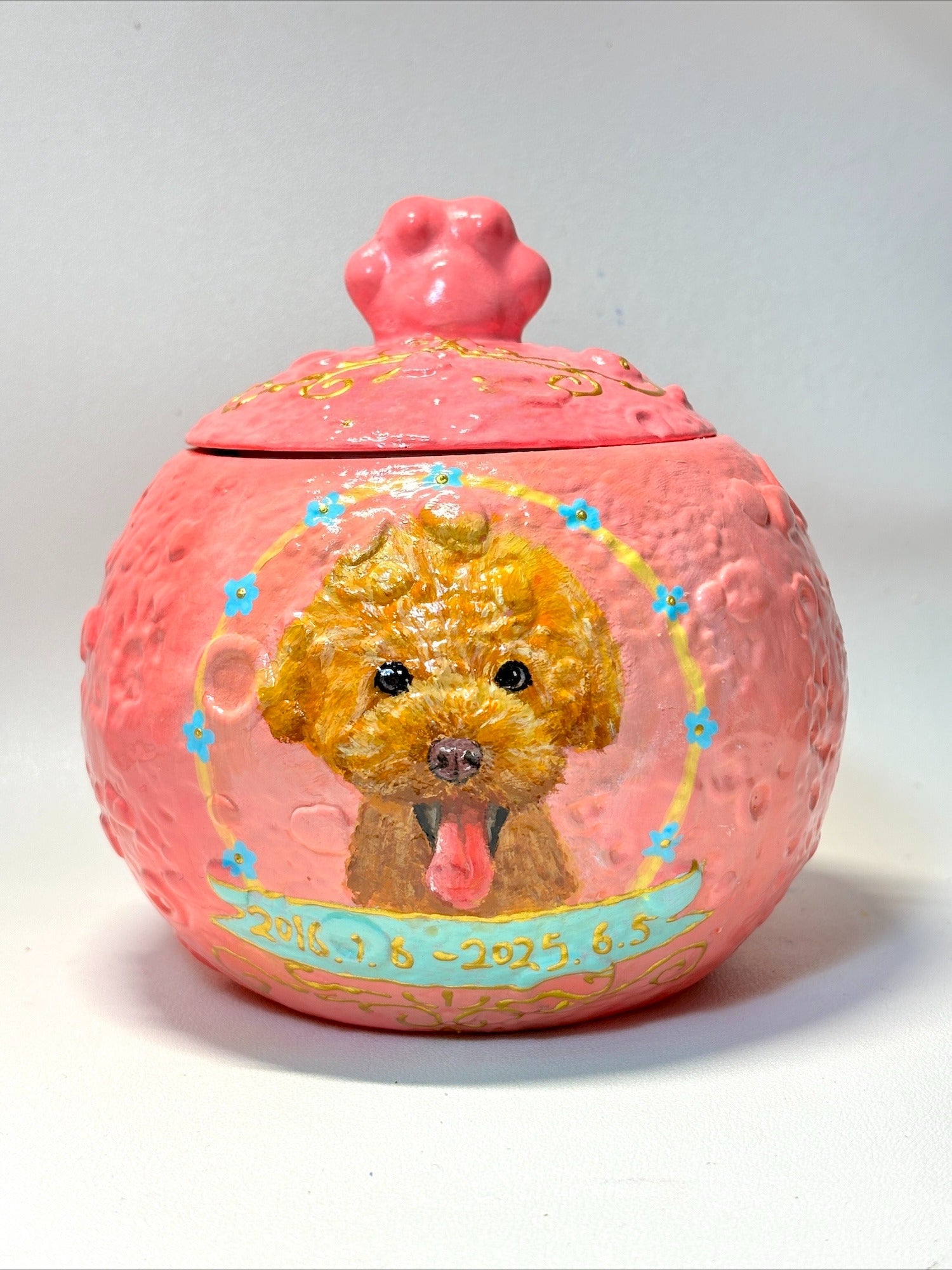 Hand-Painted Custom Pet Memorial Urn – Planet Style Personalized Ashes Keepsake - Lya's wedding