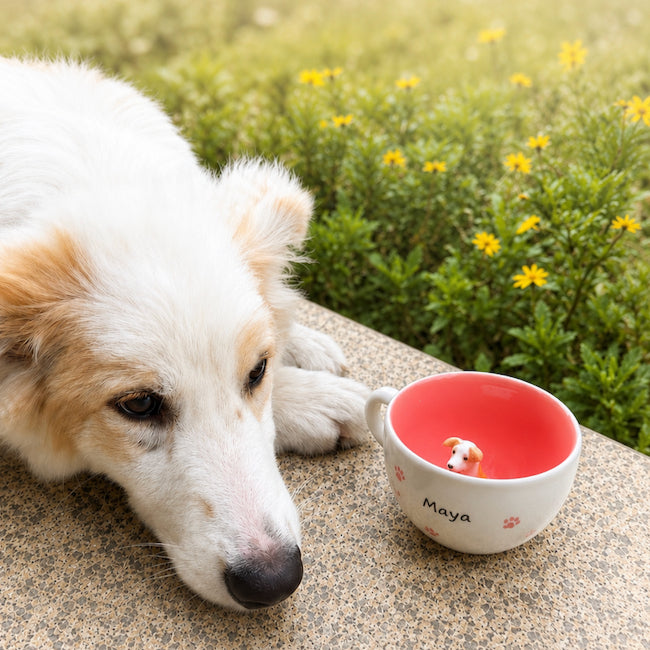 Custom Handmade Pet Mug with 3D Pet Sculpture - Lya's wedding