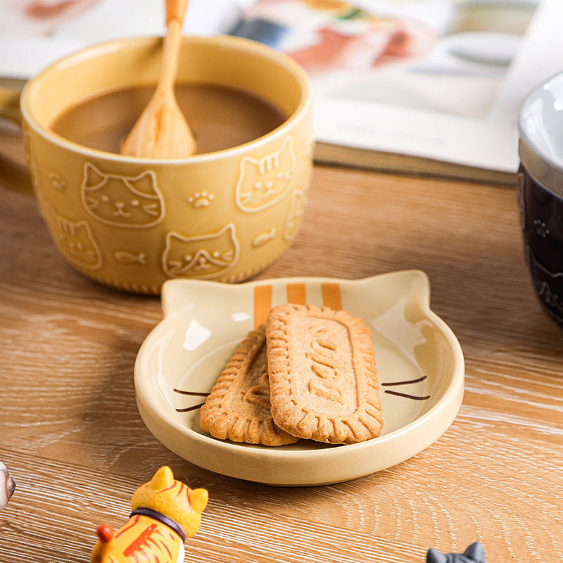 Animal Relief Ceramic Mug with Lid & Plate – Cute Design Coffee Cup - Lya's wedding