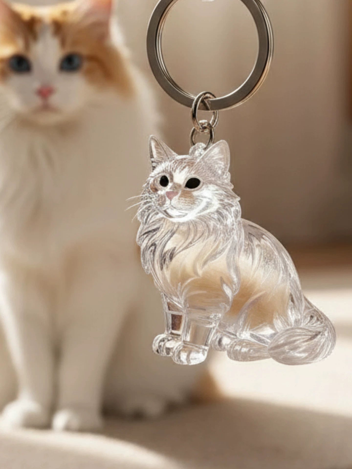 Cat Fur Keepsake Keychain – Clear Pet Hair Memory Pendant - Lya's wedding