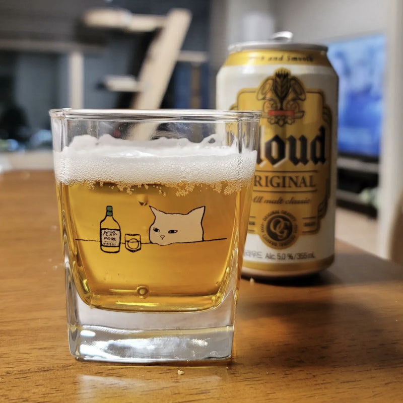 Cat & Dog Glass Cups – Square & Goblet Designs 350ml - Lya's wedding