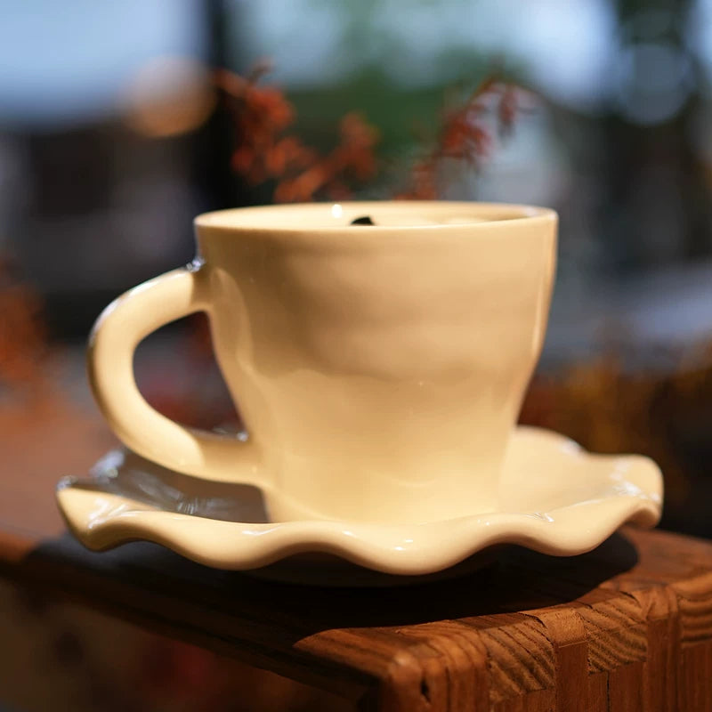Sleeping Cat Ceramic Coffee Cup with Saucer