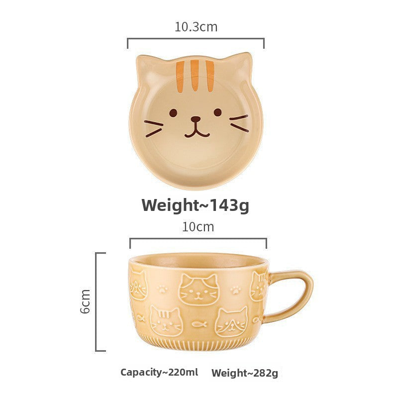 Animal Relief Ceramic Mug with Lid & Plate – Cute Design Coffee Cup - Lya's wedding