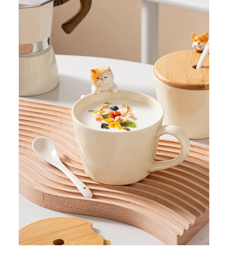 Ceramic Mug with Lid – Cat/Dog Design - Lya's wedding