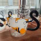Cat Tail Handle Glass Cup – Cute Cat Illustration Drinking Glass 300ml - Lya's wedding
