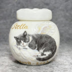 Handcrafted Custom Pet Memorial Urn with Sculpted Paw Print Lid – Hand-Painted Ashes Keepsake - Lya's wedding