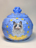 Hand-Painted Custom Pet Memorial Urn – Planet Style Personalized Ashes Keepsake - Lya's wedding