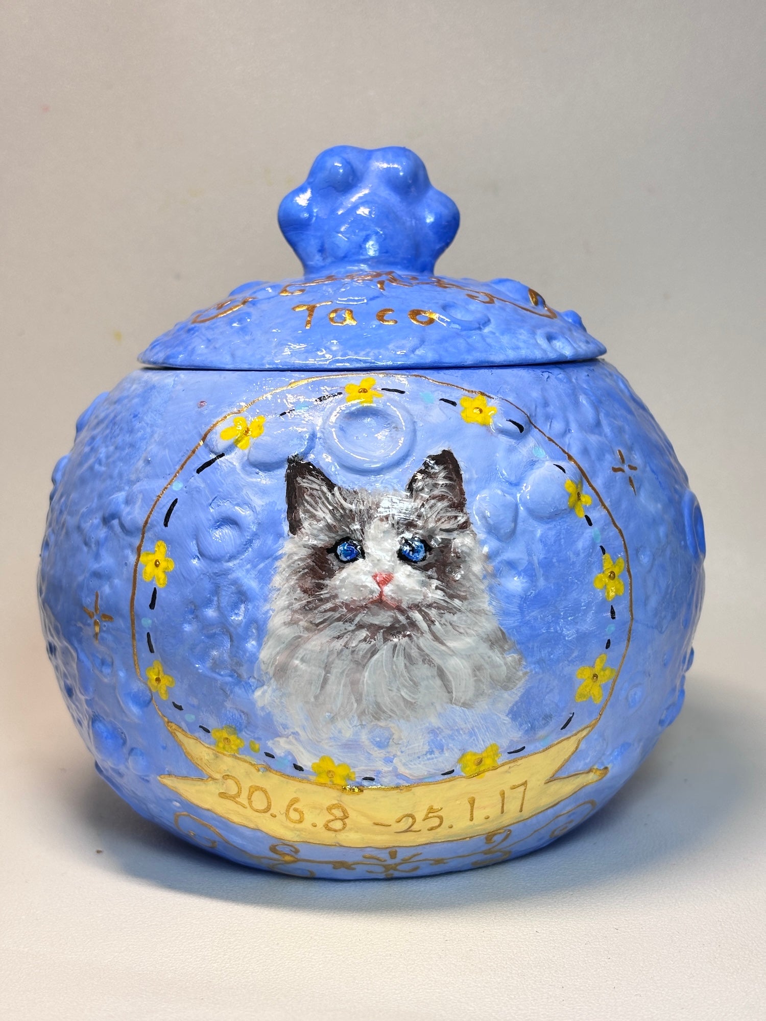 Hand-Painted Custom Pet Memorial Urn – Planet Style Personalized Ashes Keepsake - Lya's wedding