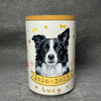 Hand-Painted Custom Pet Memorial Urn with Bamboo Lid – Personalized Ashes Keepsake - Lya's wedding