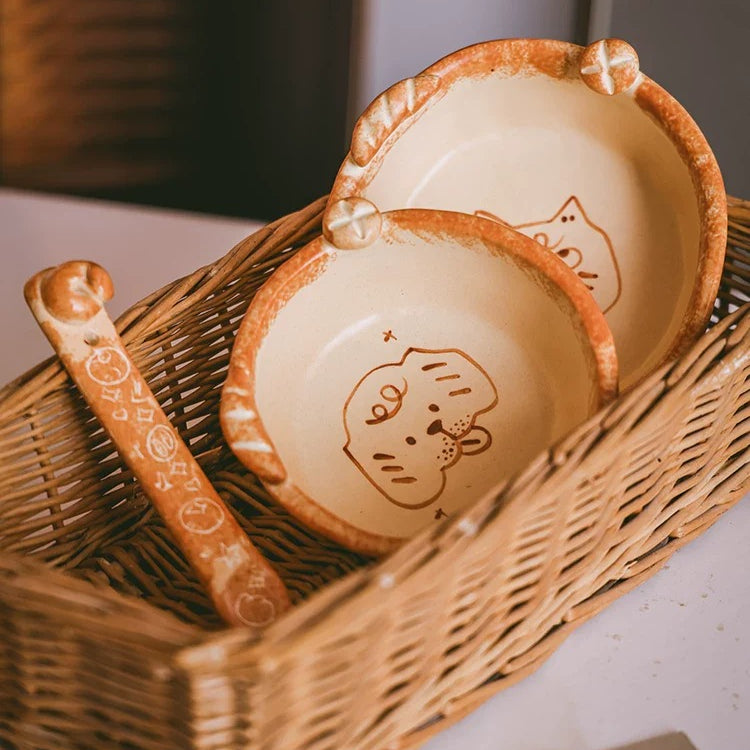 Handcrafted Ceramic Cat/Puppy Coffee Cup & Plate - Lya's wedding