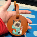 Custom Pet Luggage Tag – Personalized Leather Suitcase Tag with Hand-Painted Pet Portrait - Lya's wedding