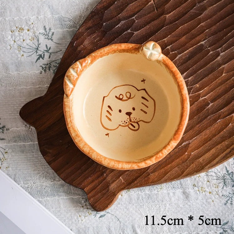 Handcrafted Ceramic Cat/Puppy Coffee Cup & Plate - Lya's wedding