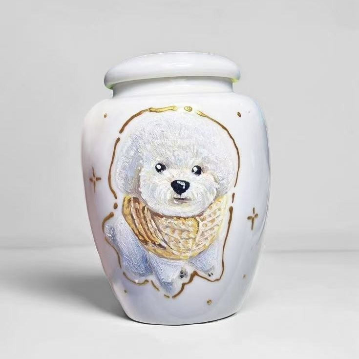 Hand-Painted Custom Pet Memorial Urn – Classic Personalized Ashes Keepsake - Lya's wedding