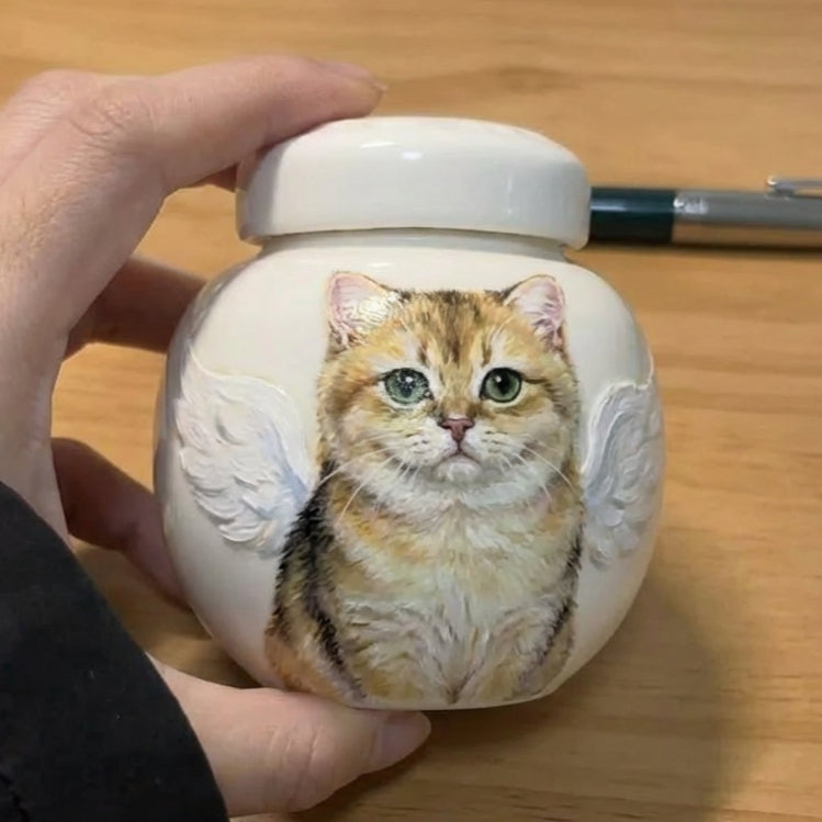 Handcrafted Custom Pet Memorial Urn with Sculpted Paw Print Lid – Hand-Painted Ashes Keepsake - Lya's wedding