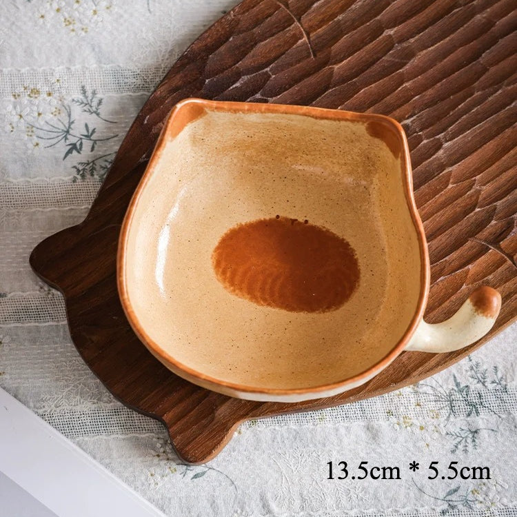 Handcrafted Ceramic Cat/Puppy Coffee Cup & Plate - Lya's wedding