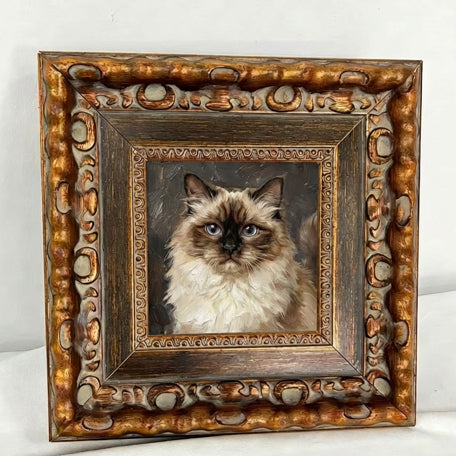 Hand-Painted Custom Pet Portrait with Vintage Baroque Frame – Personalized Pet Artwork - Lya's wedding