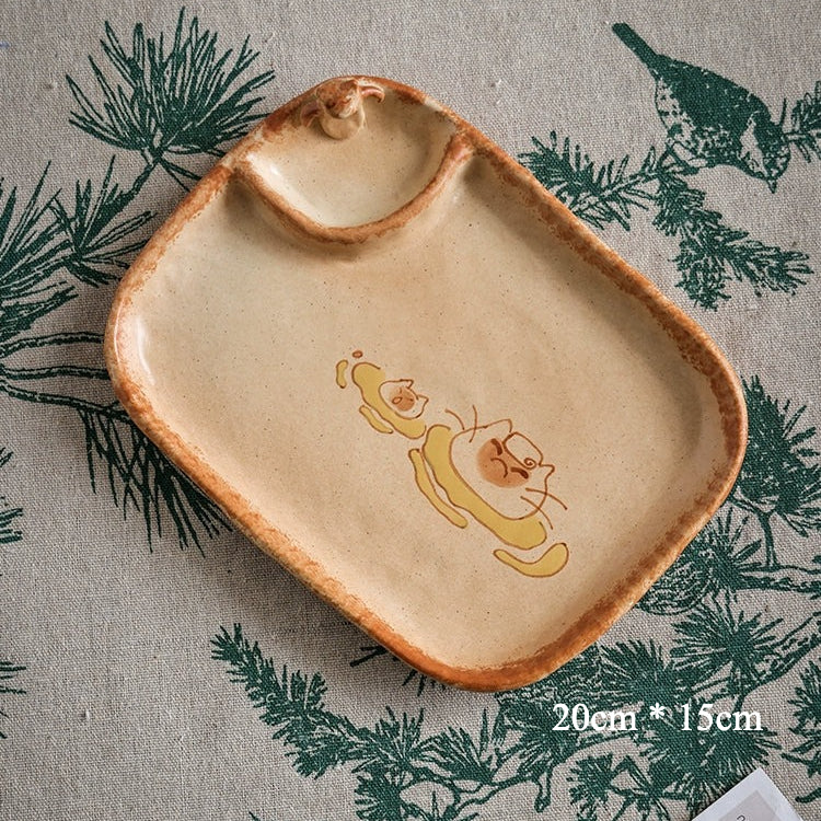 Handcrafted Ceramic Cat/Puppy Coffee Cup & Plate - Lya's wedding