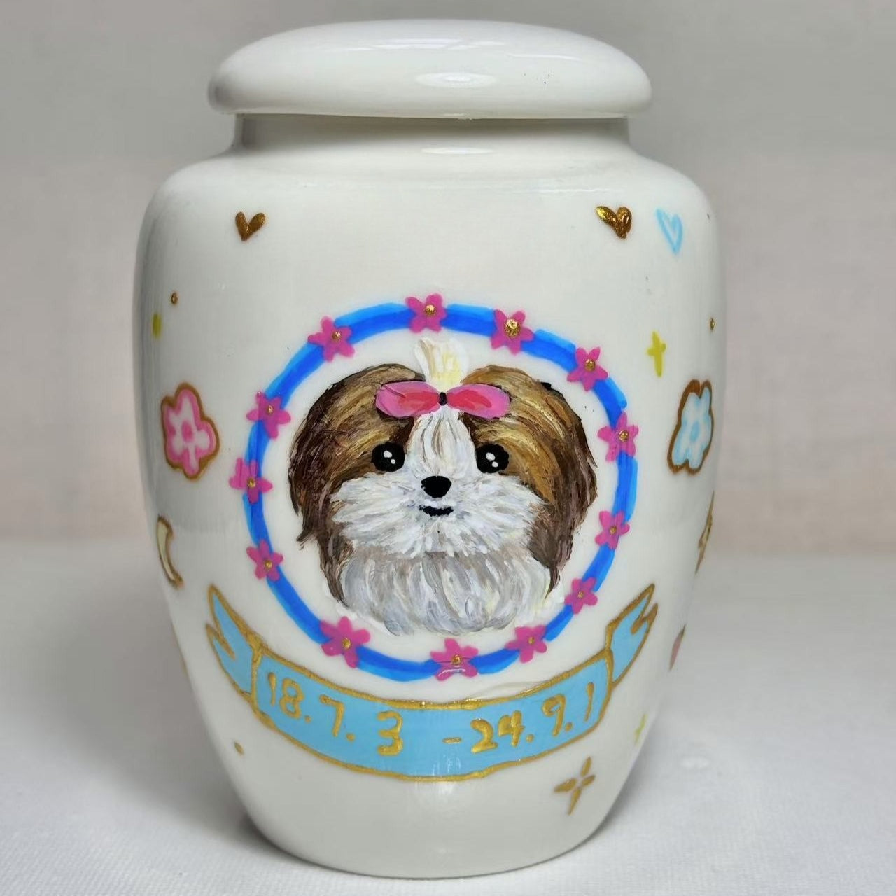 Hand-Painted Custom Pet Memorial Urn – Classic Personalized Ashes Keepsake - Lya's wedding