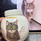 Handcrafted Custom Pet Memorial Urn with Sculpted Paw Print Lid – Hand-Painted Ashes Keepsake - Lya's wedding