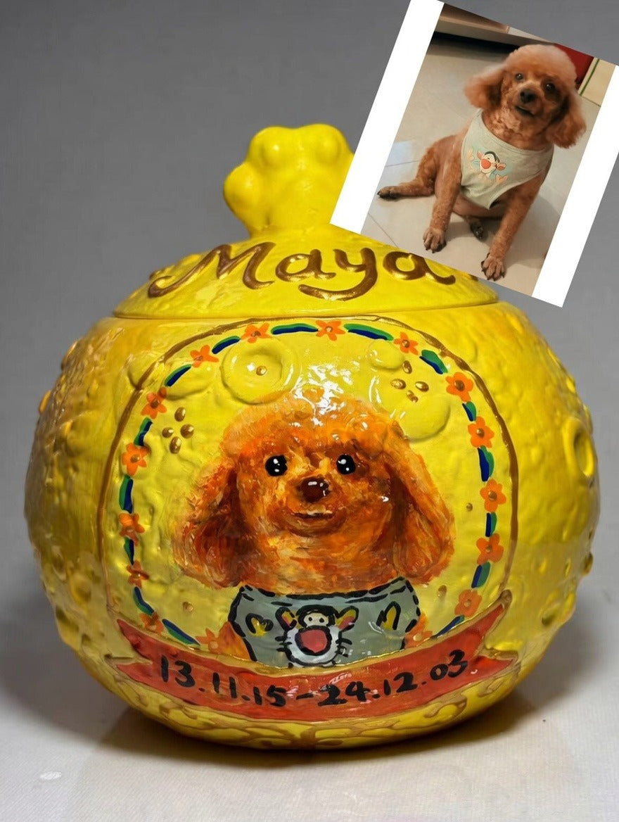 Hand-Painted Custom Pet Memorial Urn – Planet Style Personalized Ashes Keepsake - Lya's wedding